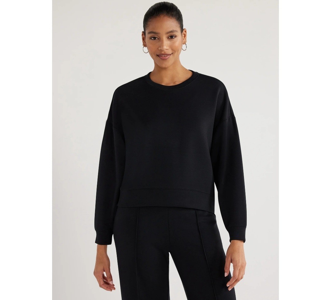 Scoop Women\'s Ultimate ScubaKnit Cropped Sweatshirt with Drop Sleeves, 16-18 Scoop Women\'s Ultimate ScubaKnit Cropped Sweatshirt with Drop Sleeves, 16-18
