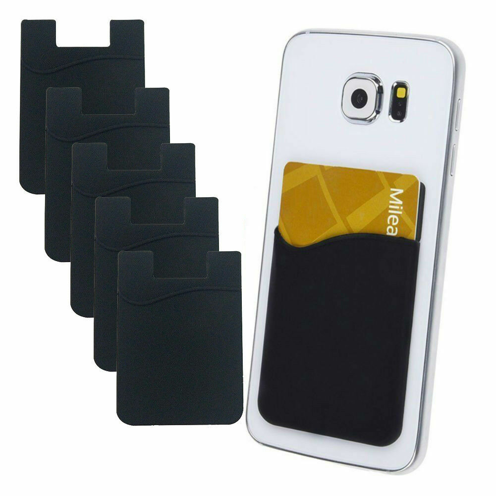 New 5PCS Silicone Credit Card Holder Cell Phone Wallet Pocket Sticker Adhesive