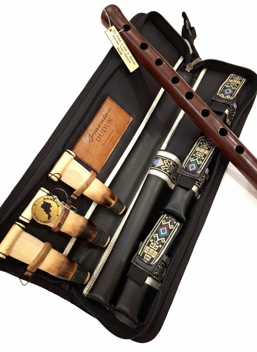 A Duduk Handmade Armenian Apricot Wood with 3 Reeds and Traditional Case A Duduk Handmade Armenian Apricot Wood with 3 Reeds and Traditional Case