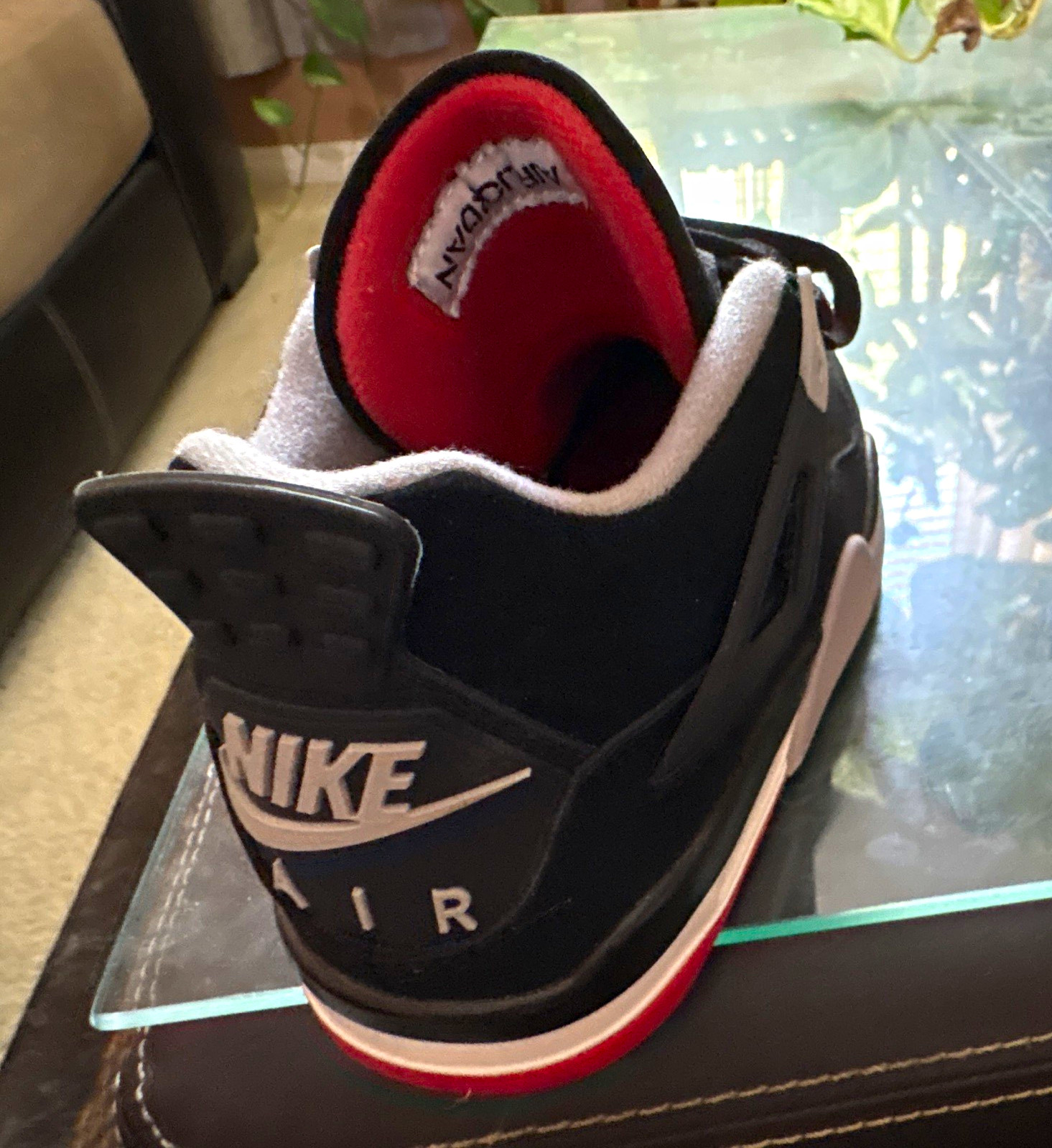 Nike Air Jordan Men’s Mid-Top Lace-Up Athletic Sneakers Black/Red/White US 7.5