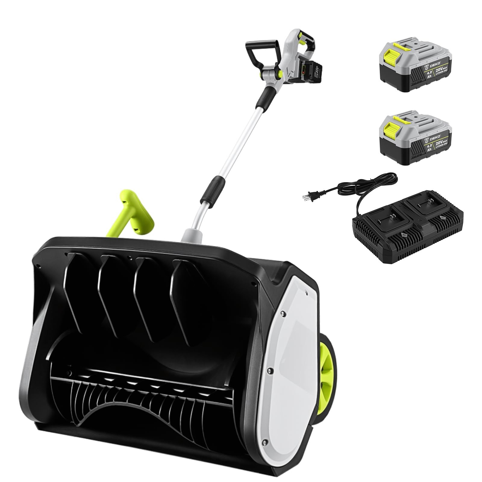Cordless Snow Shovel: DEKOPRO 40V|17-Inch Cordless Snow 2×20V Batteries)