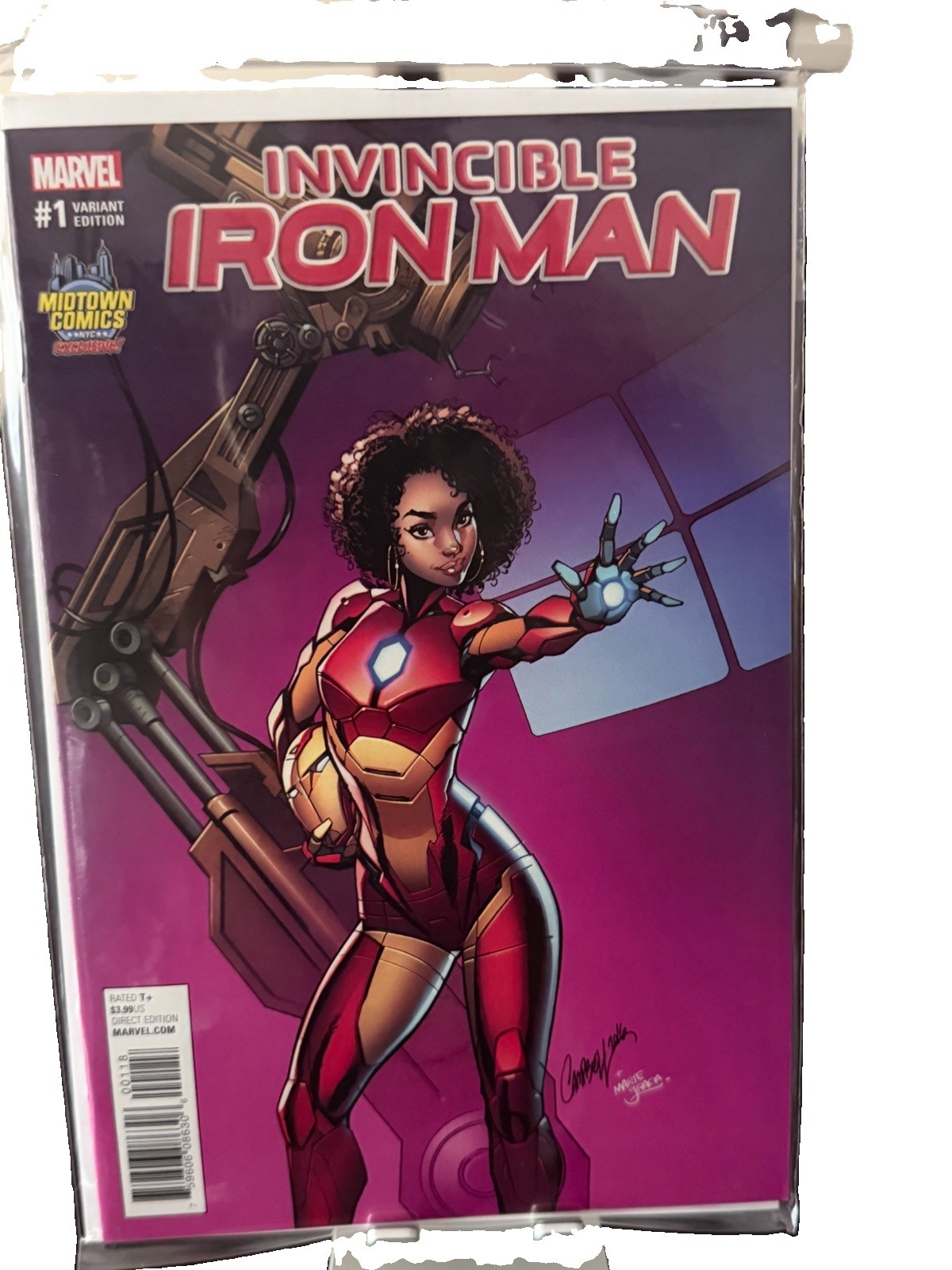 Invincible Iron Man 2017 Riri Williams Ironheart Midtown Comics #1 NM Bagged Invincible Iron Man 2017 Riri Williams Ironheart Midtown Comics #1 NM Bagged