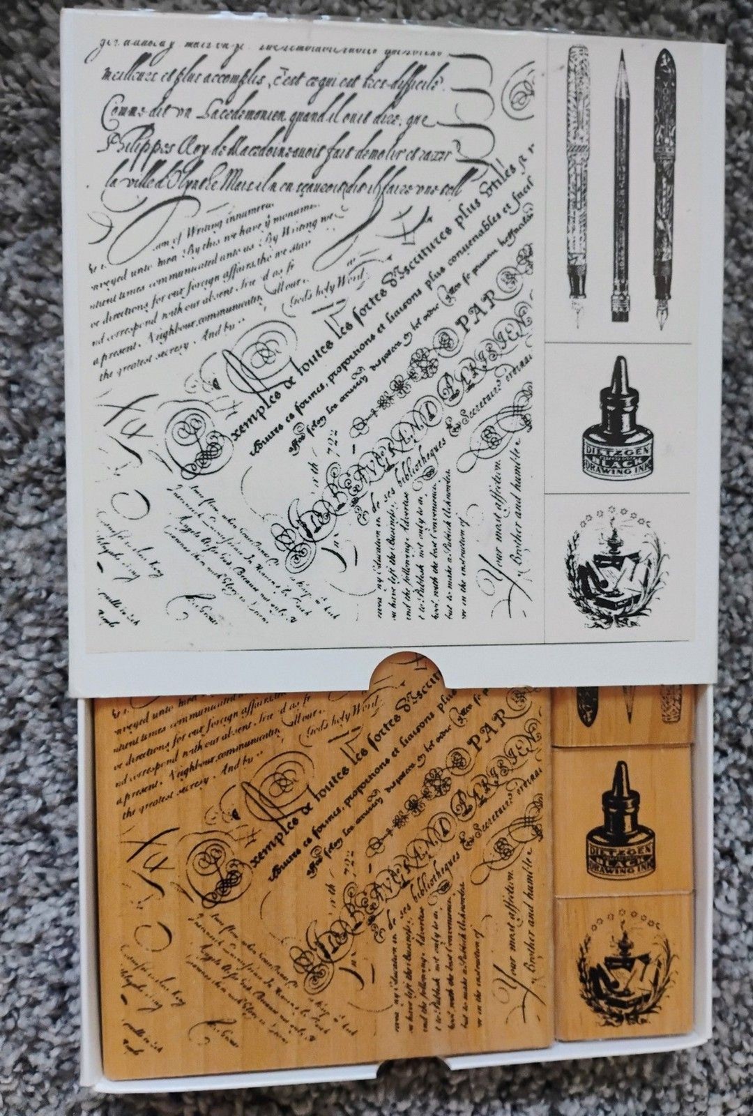 Vintage 2002 Dream Impressions Wood Mounted Rubber Stamp Set 166-0010