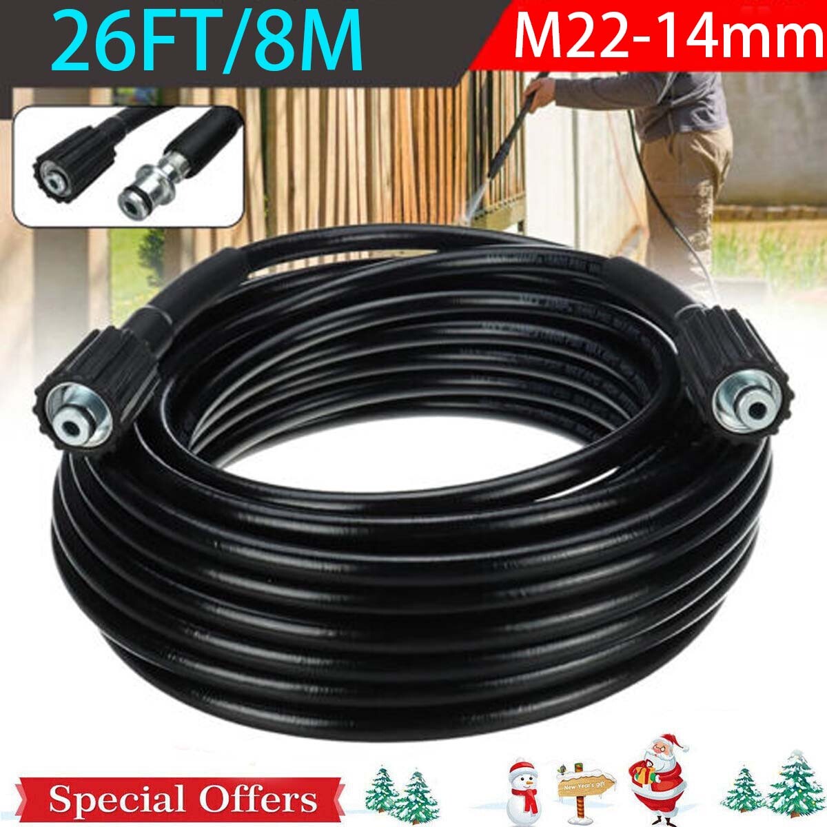 2025 High Pressure Washer Hose 26 FT Super Flexible Hose M22-14mm 2025 High Pressure Washer Hose 26 FT Super Flexible Hose M22-14mm