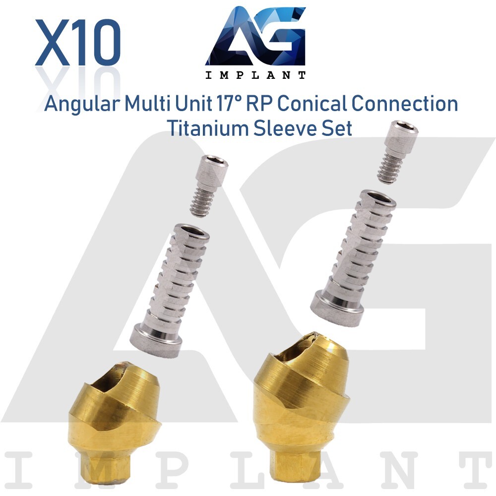 x10 Angular Multi Unit Prosthetic System 17° Conical Connection RP Titanium Set