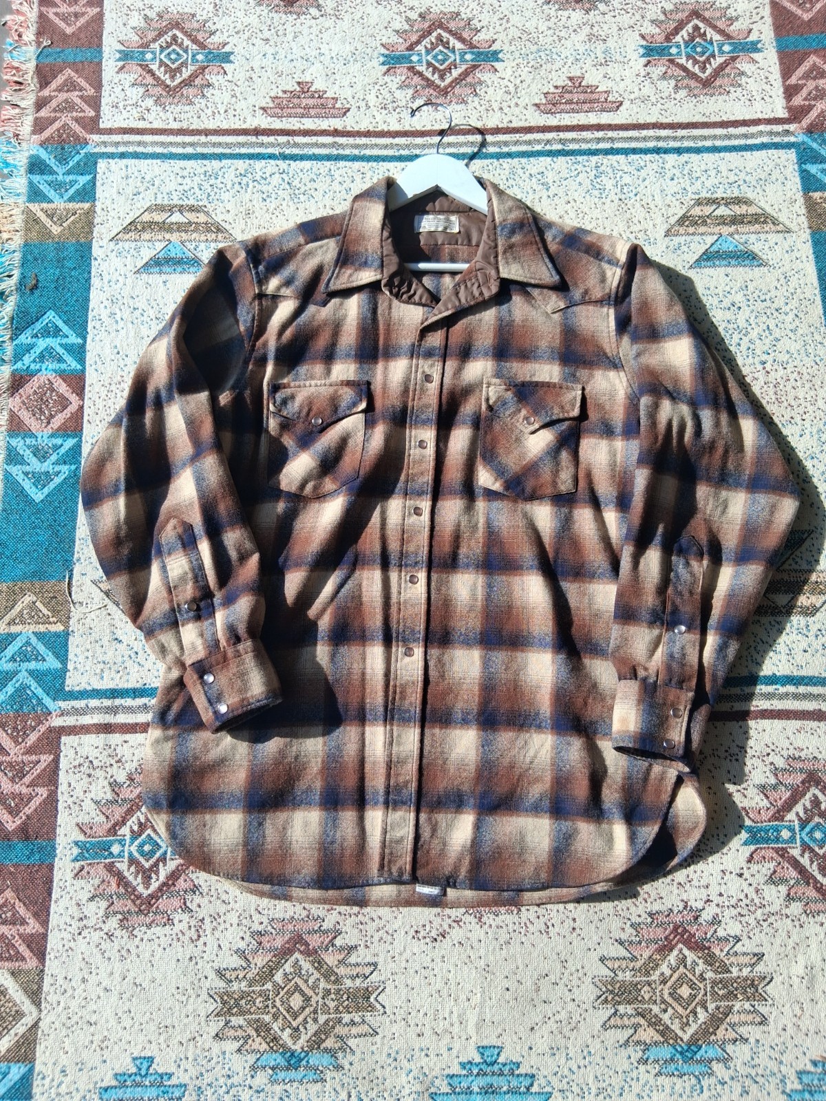 Vintage 60s Mens Pearlsnap Pendleton Flannel Shirt Shadow Plaid No Holes Vintage 60s Mens Pearlsnap Pendleton Flannel Shirt Shadow Plaid No Holes