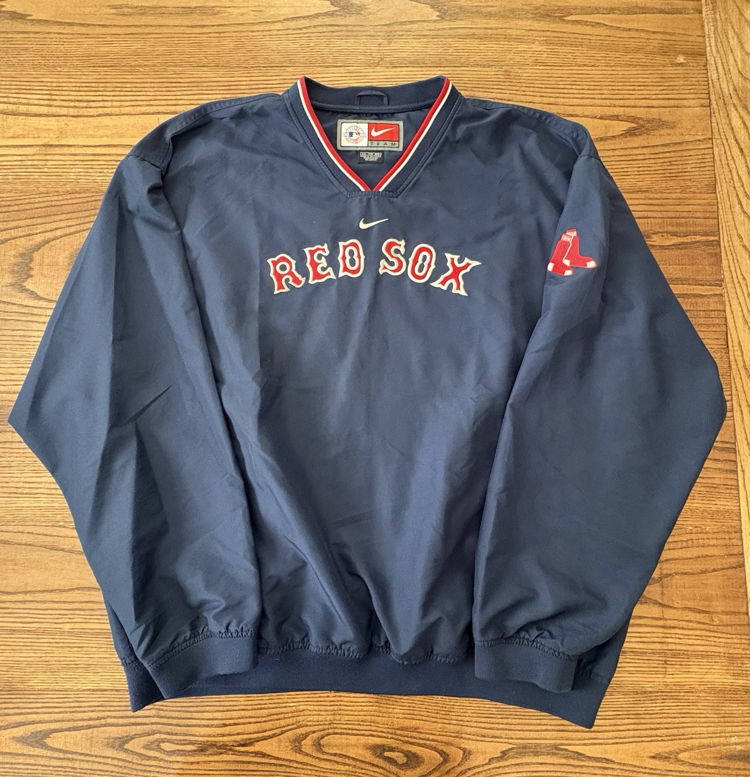 Vintage Nike Team Boston Red Sox Center Swoosh Pullover Windbreaker Jacket 2XL