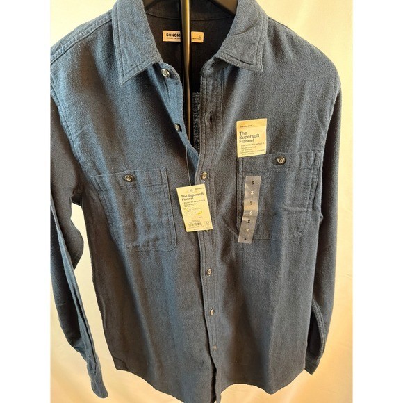 Sonoma Goods For Life Mens Supersoft Flannel Shirt Navy Blue Small NWT Sonoma Goods For Life Mens Supersoft Flannel Shirt Navy Blue Small NWT