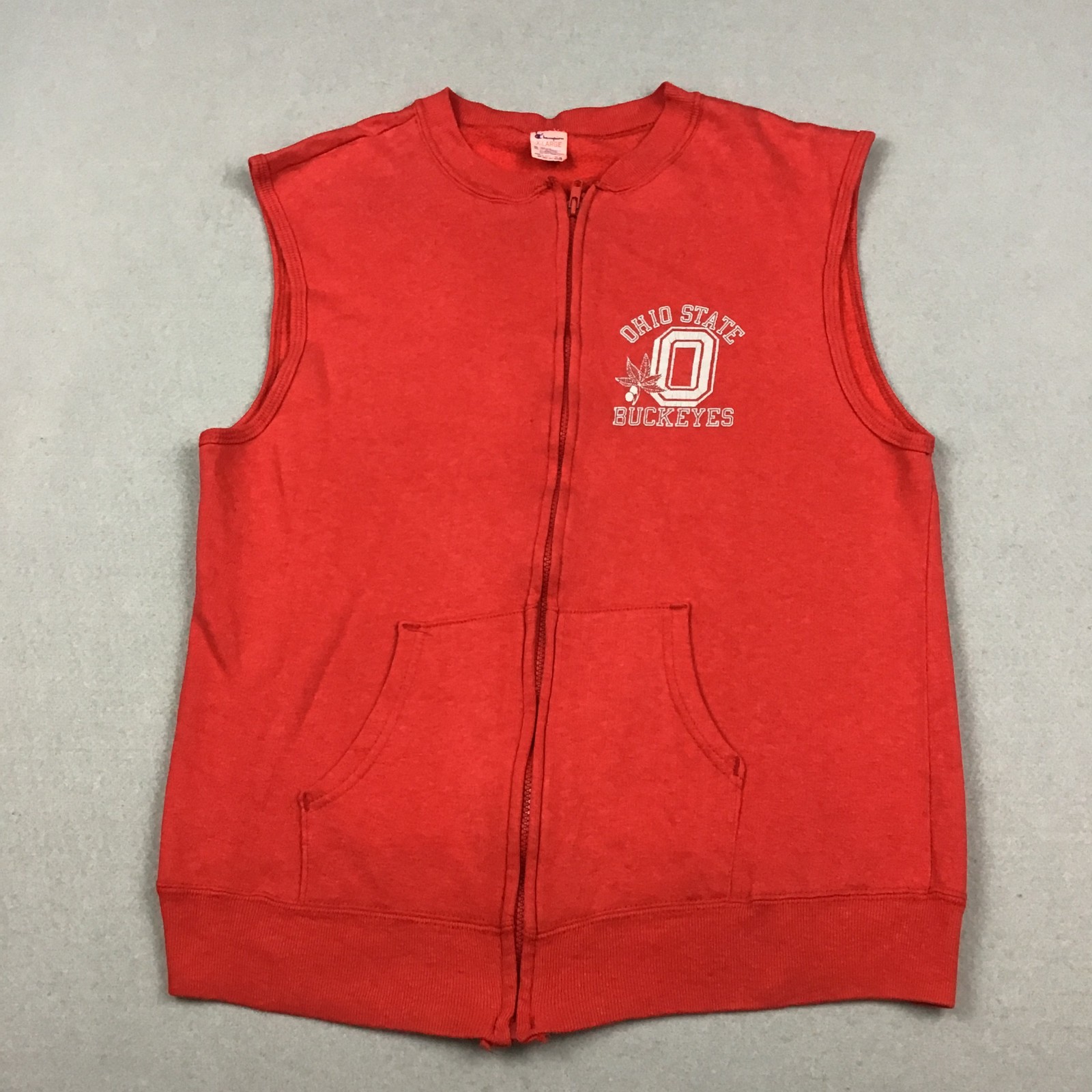 Vintage Ohio State Buckeyes Vest Men Extra Large Red Champion Zip Sweatshirt XL Vintage Ohio State Buckeyes Vest Men Extra Large Red Champion Zip Sweatshirt XL