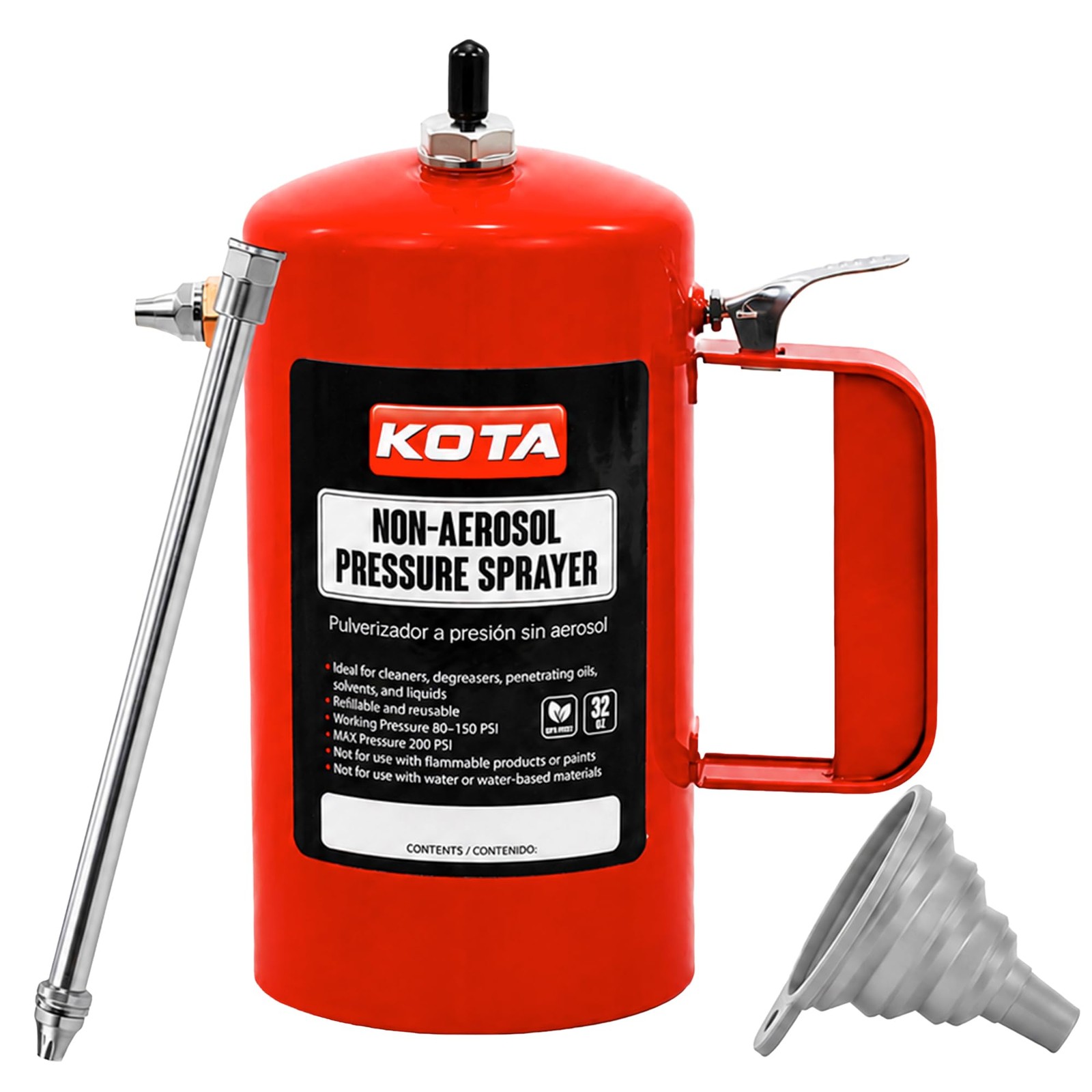 LAUCO Non Aerosol Pressure Sprayer - Refillable Pressurized Red