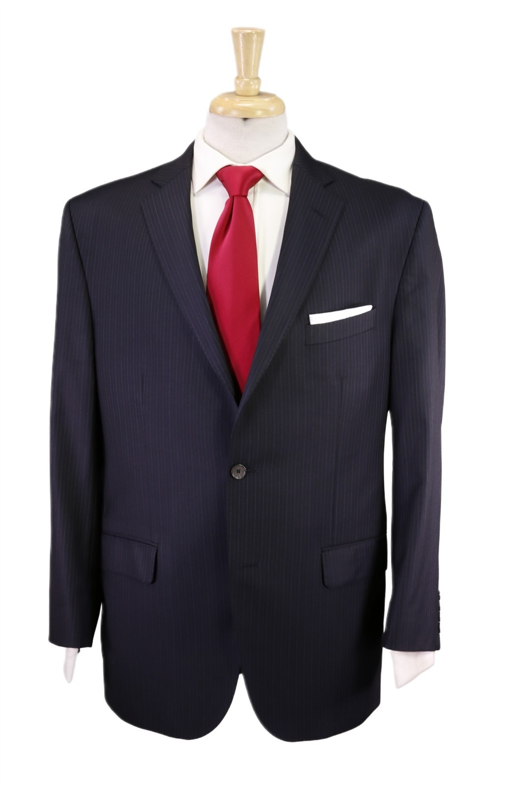Daniel Cremieux Loro Piana Navy Blue Striped Super 130\'s Wool Suit 42R