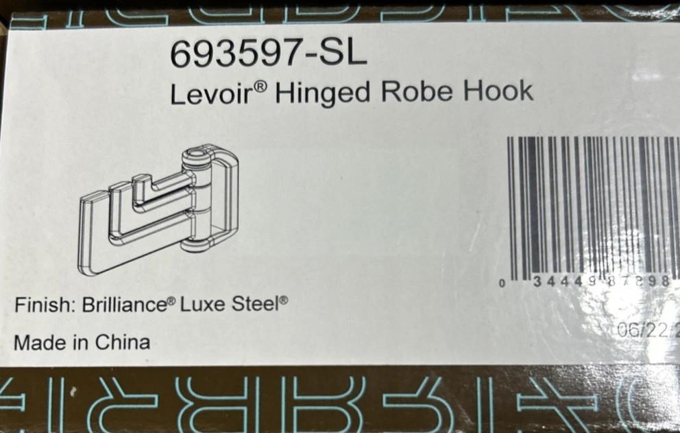 Brizo Levoir Triple Hinged Robe Hook Luxe Steel 693597-SL Brizo Levoir Triple Hinged Robe Hook Luxe Steel 693597-SL