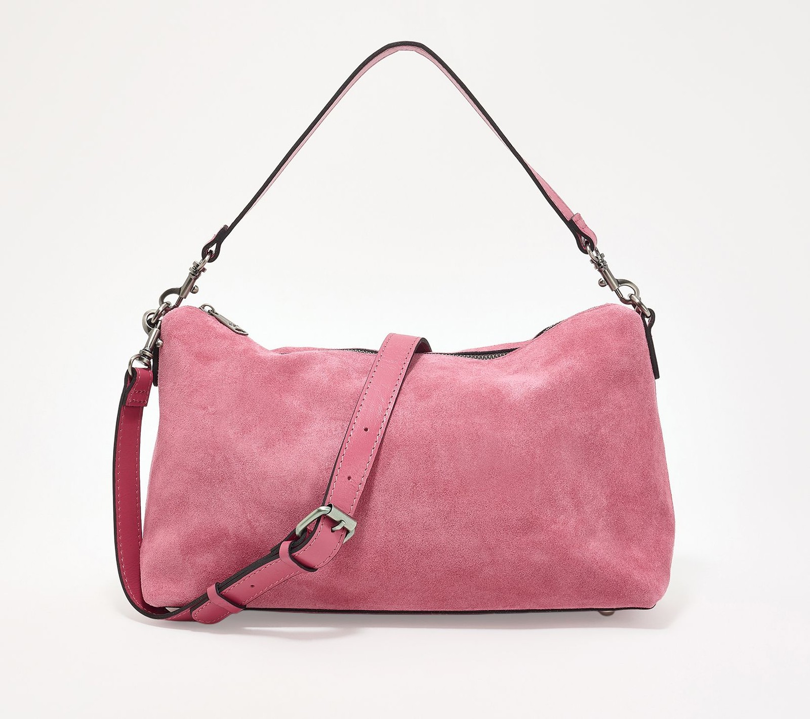 Patricia Nash Maura Crossbody in Leather or Suede PetalPinkSuede New