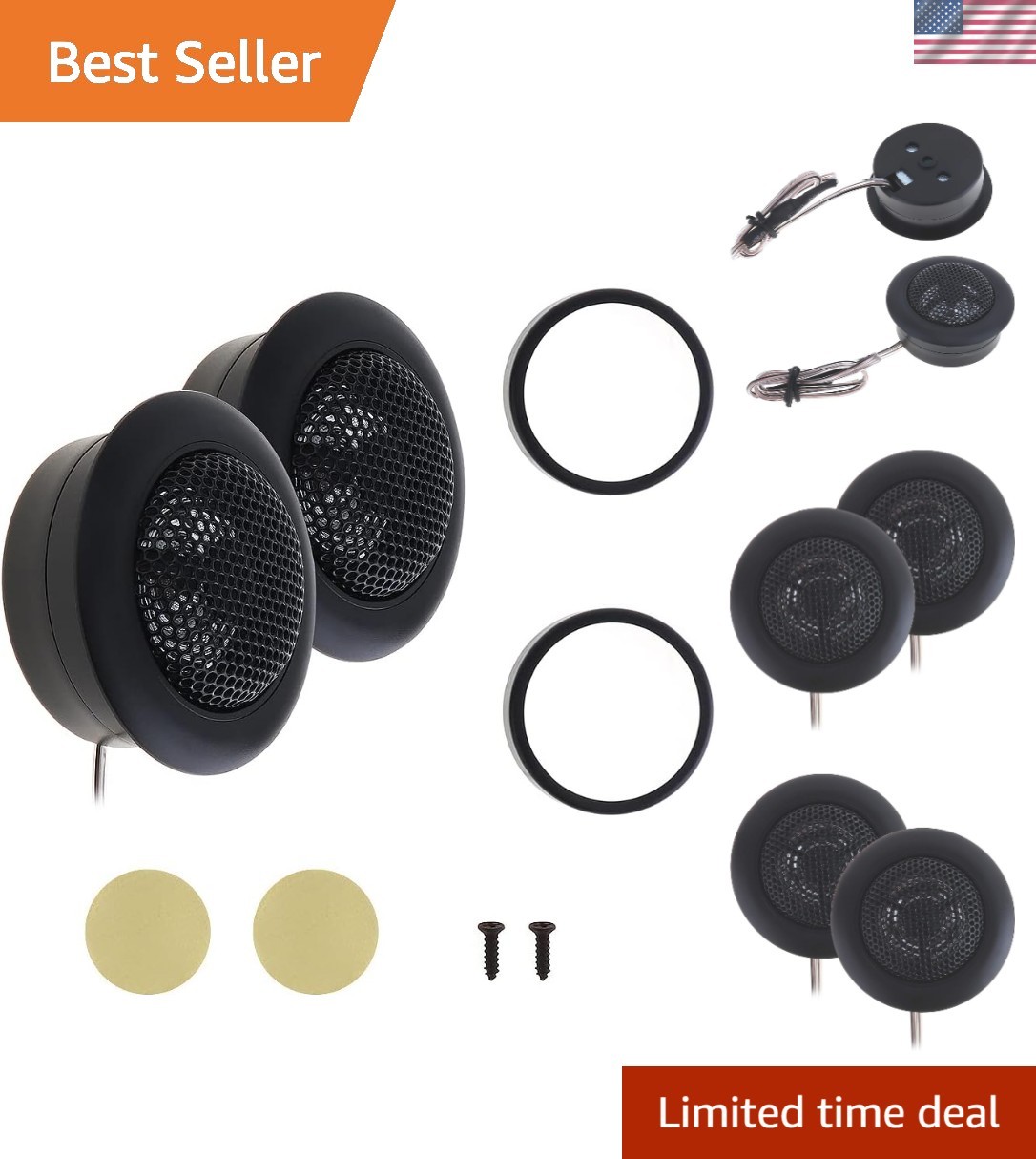 Durable 800W Black Dome Tweeter Speakers - Easy Install for All Vehicles