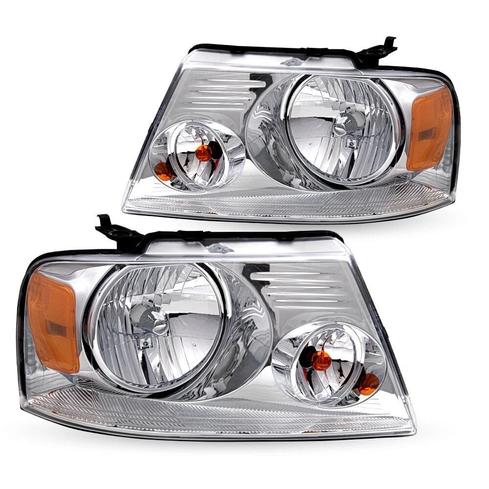 For 2004-2008 Ford F-150 Lincoln Mark LT Factory Style Chrome Amber Headlights V For 2004-2008 Ford F-150 Lincoln Mark LT Factory Style Chrome Amber Headlights V
