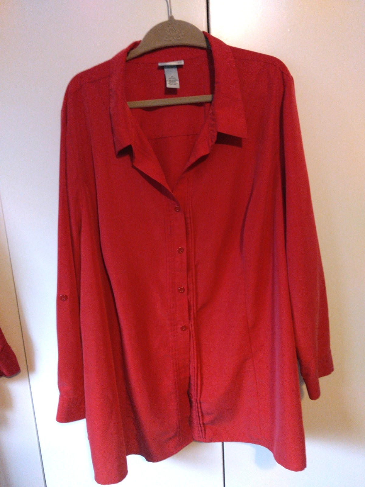 Catherines Elegant Button Down Tunic Shirt Plus Size 3X 26/28W Silky Soft Office Catherines Elegant Button Down Tunic Shirt Plus Size 3X 26/28W Silky Soft Office