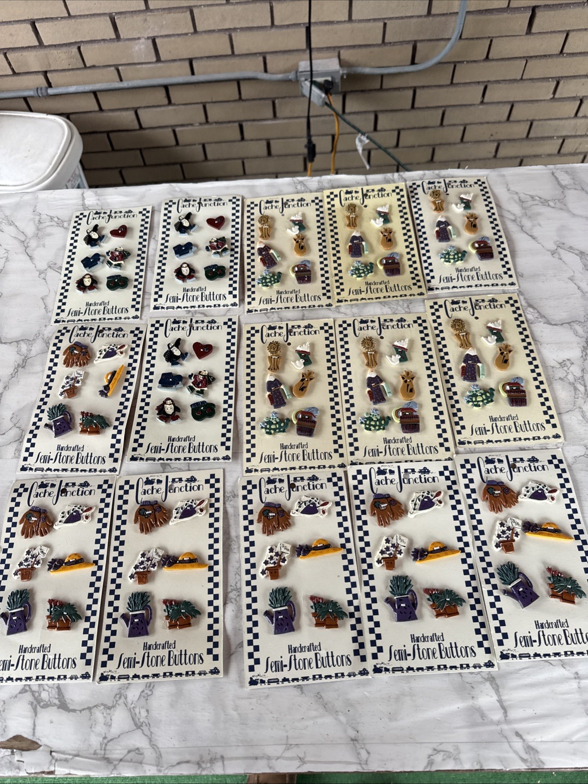 Vintage Handcrafted Buttons Cache Junction Semi Stone - Lot of 15 Cards Vintage Handcrafted Buttons Cache Junction Semi Stone - Lot of 15 Cards