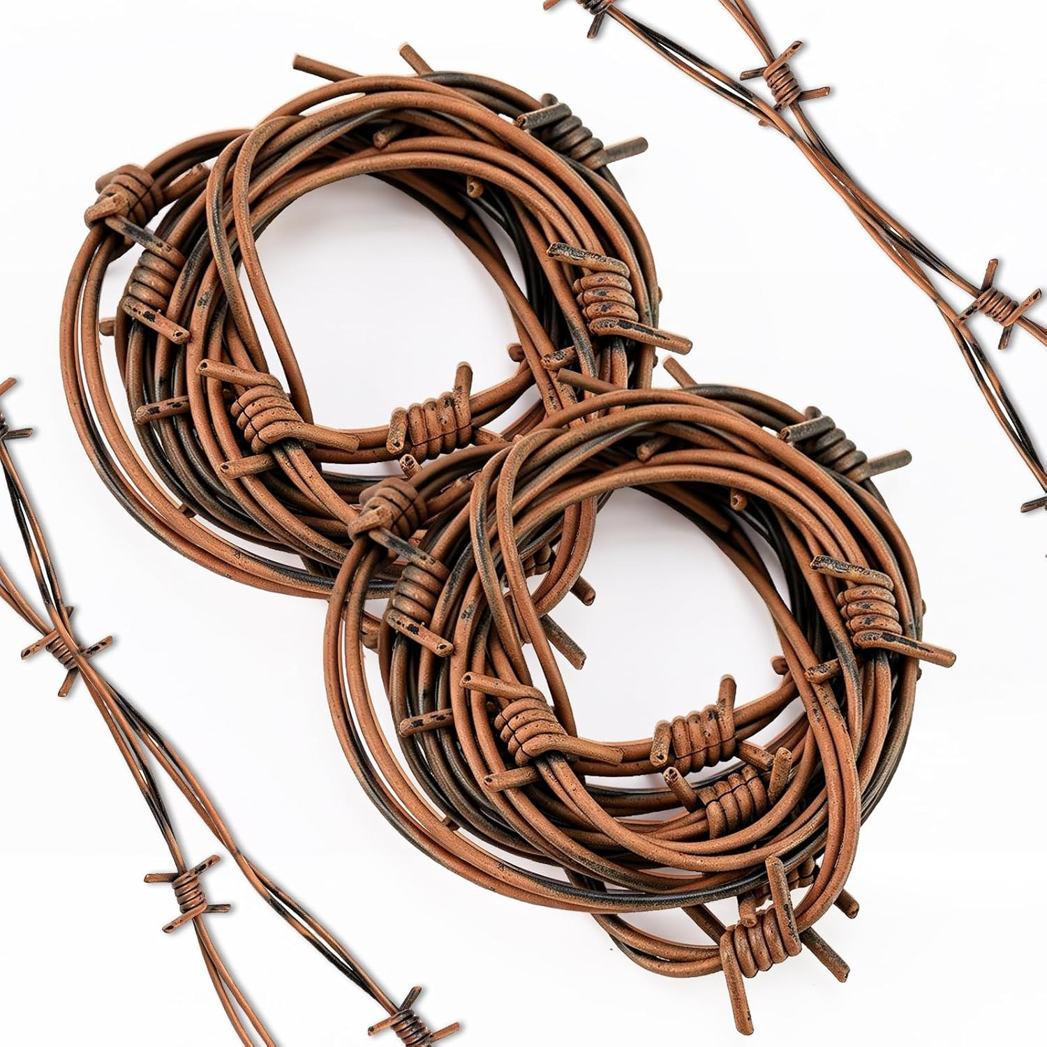4 Pcs 32.8Ft Copper‑Colored Fake Barbed Wire Plastic Prop Decor
