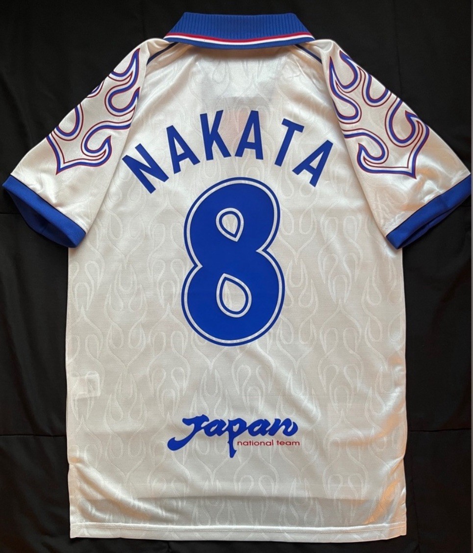 Nakata #8 1998 Japan Large Fit Retro Jersey Soccer Football Retro L White Away