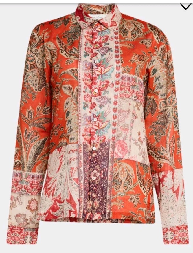 Pierre Louis Mascia Floral Print Shirt in Orange Multi Size Large NWOT Pierre Louis Mascia Floral Print Shirt in Orange Multi Size Large NWOT