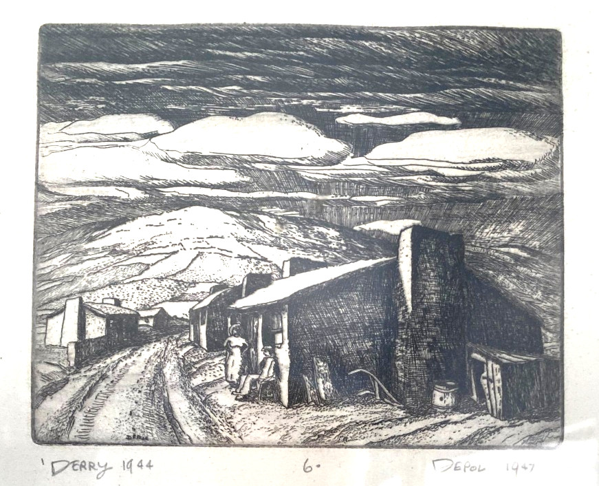 rare JOHN DEPOL original early etching 1944 Derry Ireland signed in pencil rare JOHN DEPOL original early etching 1944 Derry Ireland signed in pencil