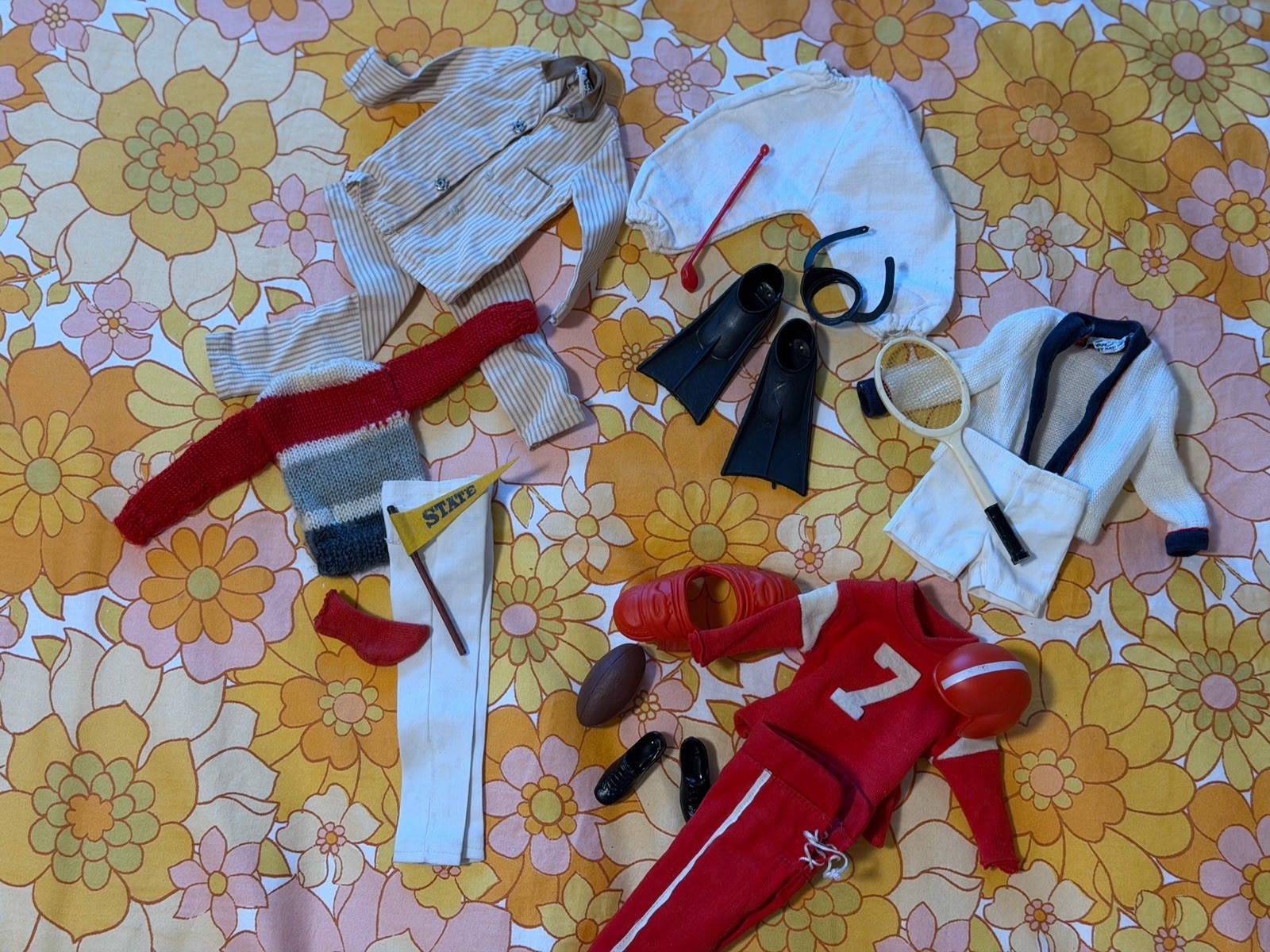 Vintage 1960\'s Ken Campus Hero Football Tennis PJ\'s and Other Lot #1 Mattel
