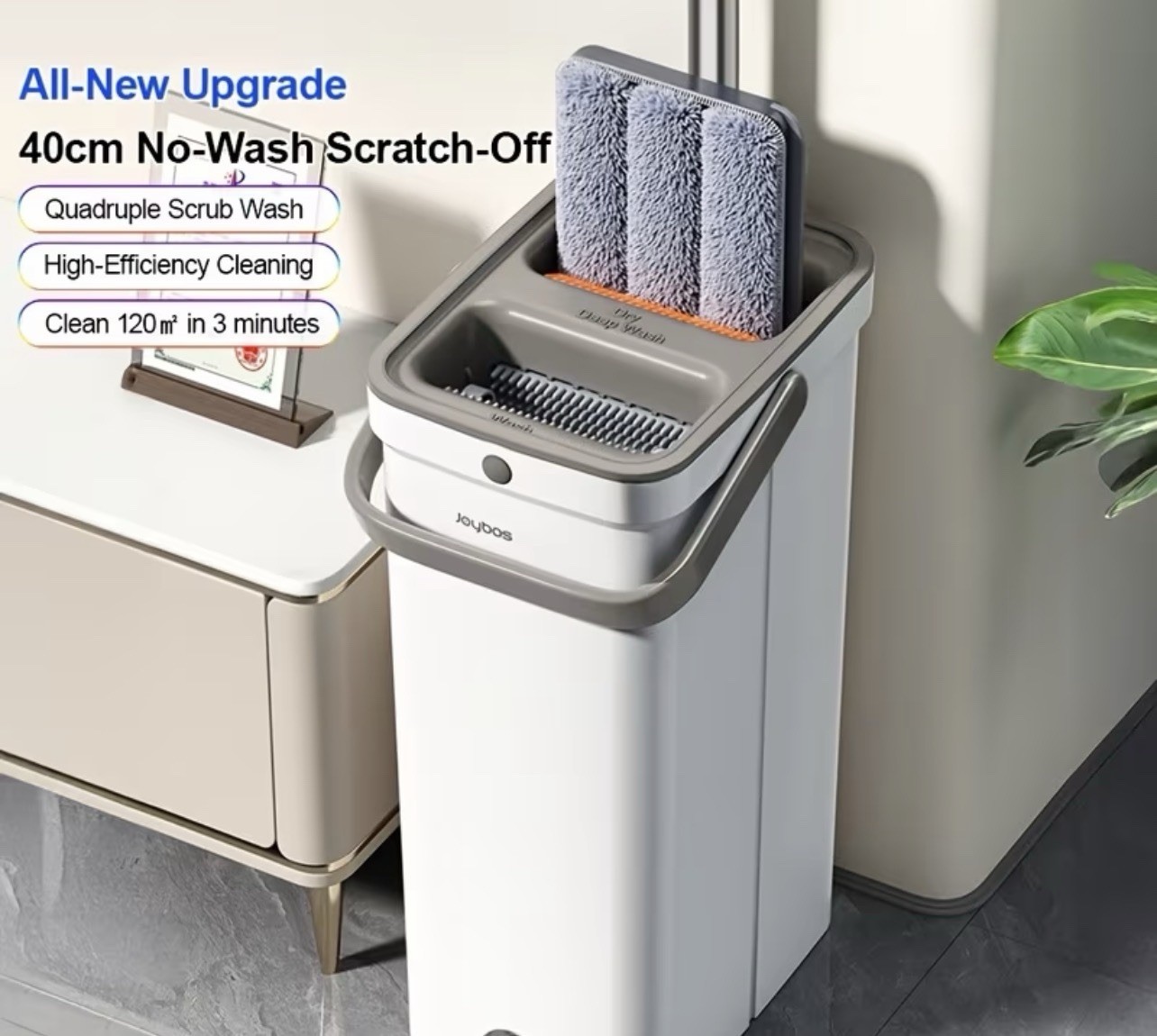 Joybos Flat Mop and Bucket Set Self-Wringing Floor Cleaning System with 2 Pads Joybos Flat Mop and Bucket Set Self-Wringing Floor Cleaning System with 2 Pads