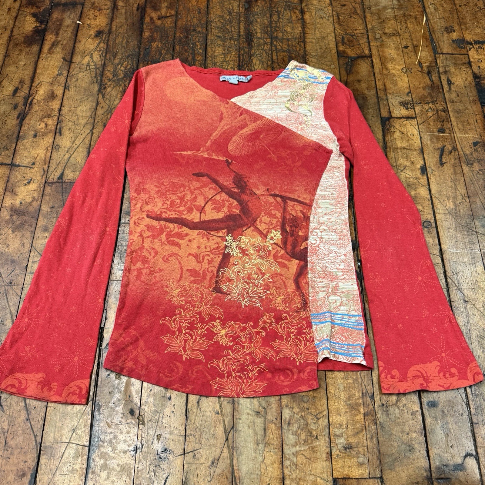 VTG Cirque Du Soleil Asymmetrical Acrobatic Small Flare Sleeves Patchwork Y2K