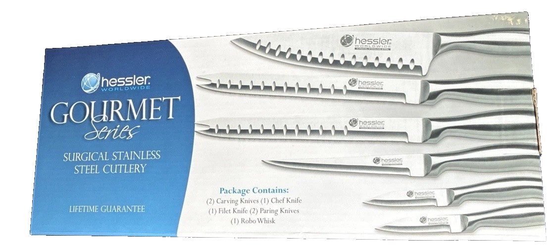 NEW Hessler Gourmet Series Surgical Stainless Steel Cutlery Set of 7 LB2 NEW Hessler Gourmet Series Surgical Stainless Steel Cutlery Set of 7 LB2