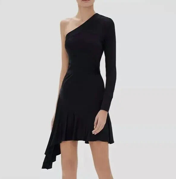 ALEXIS NWT $715 Slinky Stretch Gaja One Shoulder Asymmetric Dress Size Small