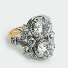 Art Deco Antique Vintage 2.30 Ct White Diamond Wedding Ring 14K Yellow Gold FN picture