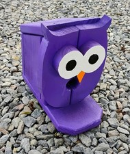 Adorable Unique Handcrafted Purple Owl Birdhouse picture