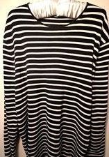COS 100% Cotton Breton Style Black/White Stripe Top, Women Size XL picture