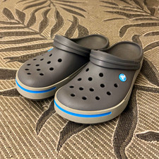 Crocs Crocband 2 Charcoal Light Grey and Blue Clogs Men's 8 Women's 10 picture