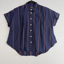Madewell Central Shirt Embroidered Floral Stripe Boho Chic Cotton Boxy Top XS picture