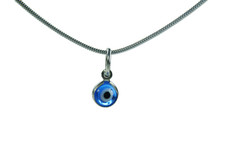 Tiny Evil Eye Necklace or Earrings, Clear Blue Eye Malocchio Protection 6mm/.25