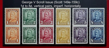 💥IMPERFORATE PAIRS💥 Canada Sc# 149e-154c Scroll Issue MXF VLH ONLY 250 PAIRS picture