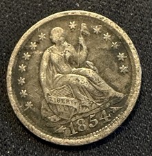 1854-O Seated Liberty Half Dime 5C New Orleans 90% Silver VF Details picture