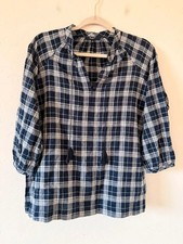Madewell Plaid Navy Blouse Size XS picture