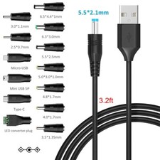 5V Universal DC Power Cable USB to DC Charging Cord 5.5x2.1mm with 13Pcs Adapter picture