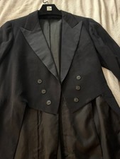 Vintage 1940s Tuxedo Tailcoat Mens Black Wool grosgrain facing picture