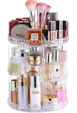 Cq acrylic Rotating Makeup Organizer,Adjustable 4 Tier With Pattern, Clear picture