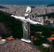 Sterling Silver Jesus Christ The Redeemer Cross Brazil Rio Statue Pendant picture