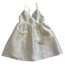 Lulus Bridemaid Satin V-Neck Mini Dress Adjustable Spaghetti Strap Fit & Flare picture