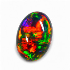 2.40Ct Natural Black Fire Opal Oval Gemstone Multi Color Play 13.09x8.72mm picture