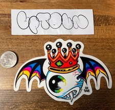 Vintage 2002 Alan Forbes Winged Eyeball  Art Sticker Kozik Coop Von Dutch picture