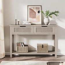 2-Drawer Fluted Console Table for Living Room, Entryway Storage Space-Saving picture