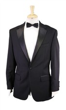 Jos A Bank Black 1-Btn Slim Fit Tuxedo Formal Wedding Suit 38S picture