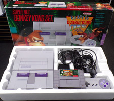 VINTAGE SUPER NINTENDO SNES DONKEY KONG COUNTRY ENTERTAINMENT SYSTEM CIB IN BOX picture