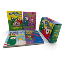 VeggieTales Bob & Larry's Favorite Stories 4 Board Books Carry Case 2004 picture